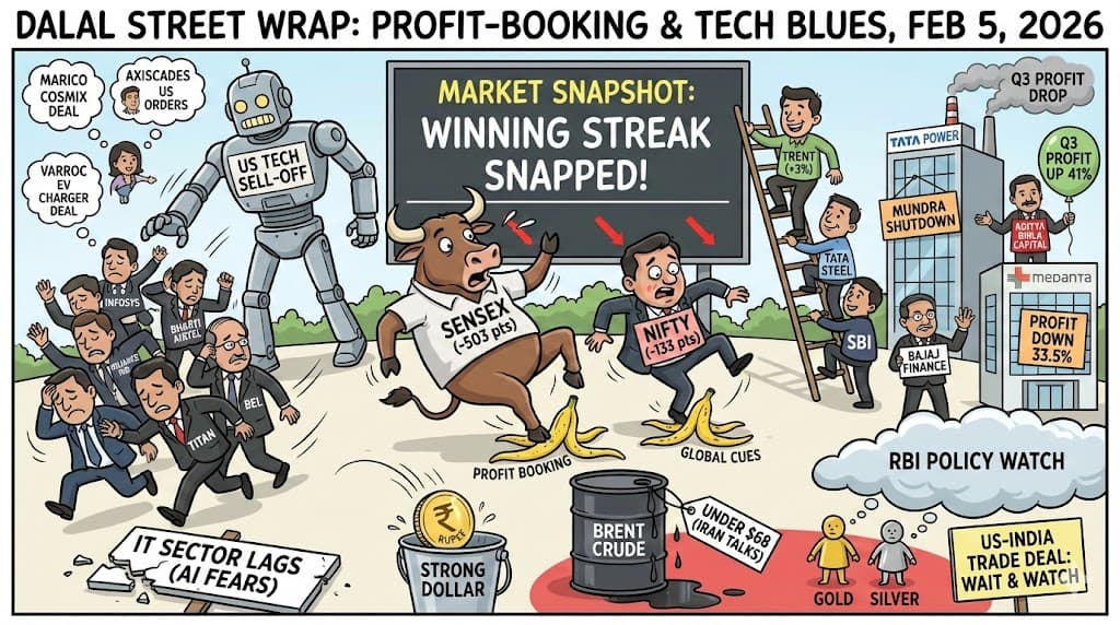 Feb 5, 2026: Sensex & Nifty Snap Winning Streak Amid Global Tech Sell-Off