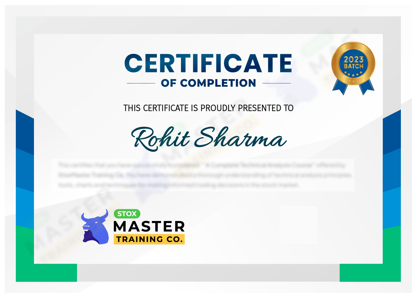 StoxMaster Certificate